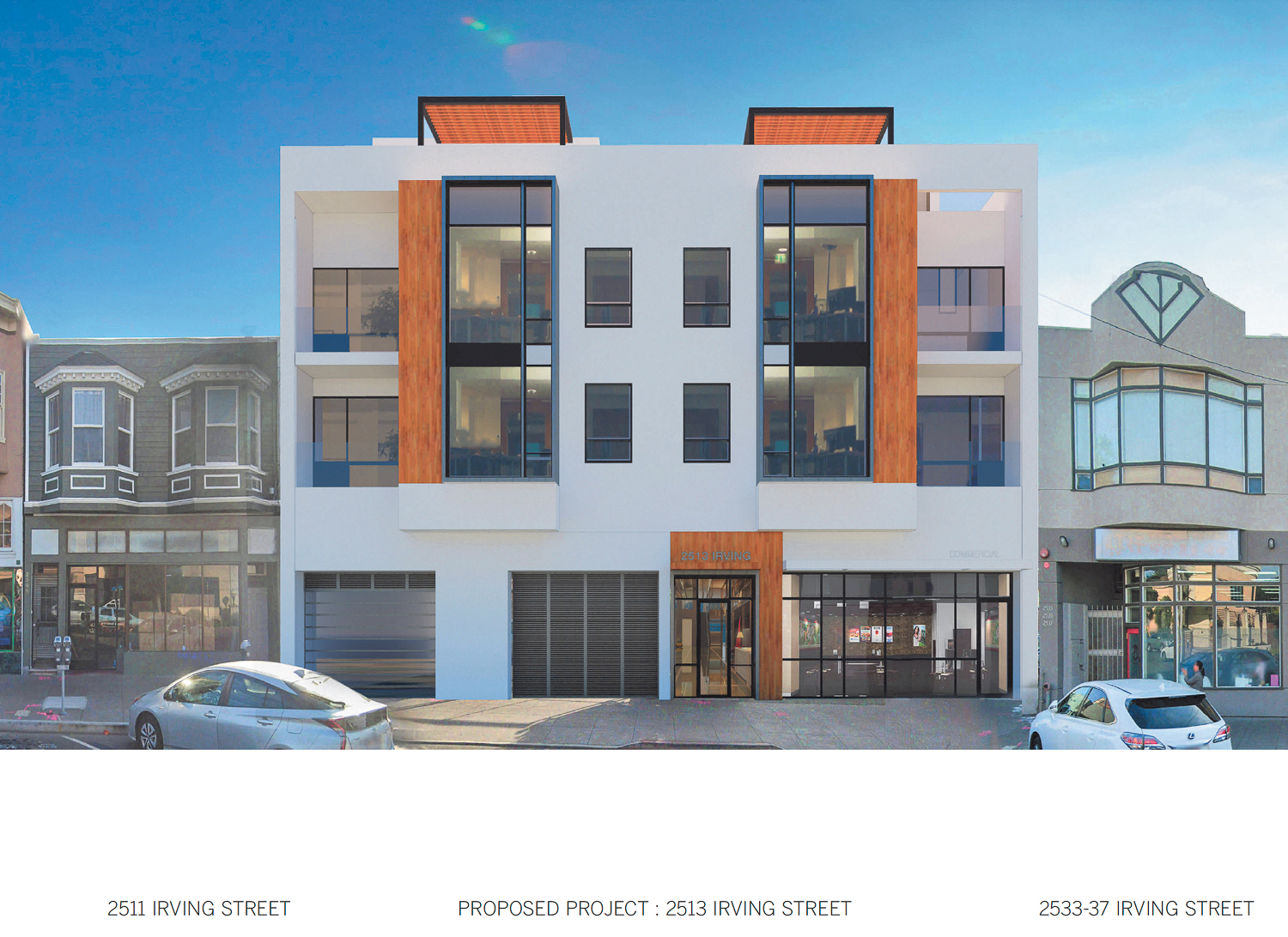 2513 Irving Street elevation, illustration by LPAS Architecture + Design