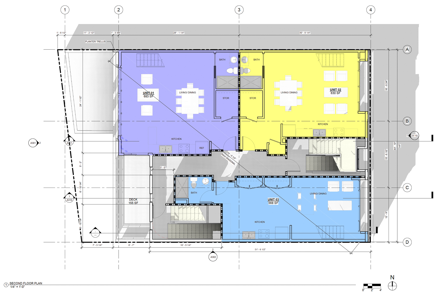 4111 Broadway second-level floor plan, illustration by PhanTom Architecture Studio