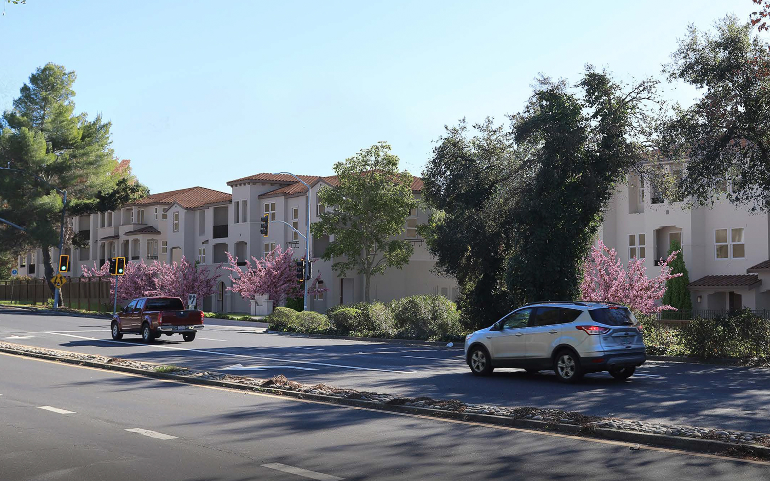 50 Los Gatos-Saratoga Road view along the main road, rendering by SDG Architects