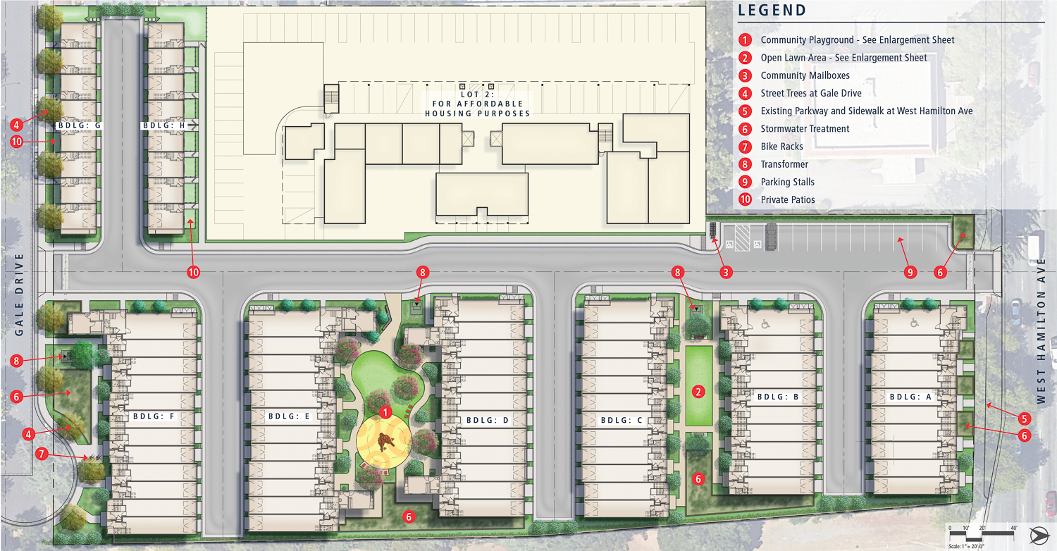 700 West Hamilton Avenue, site plan by Hunt Hale Jones Architects