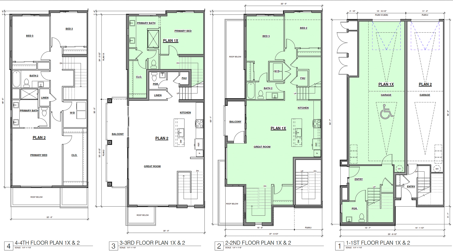 700 West Hamilton Avenue townhouse floor plan, illustration by Hunt Hale Jones Architects