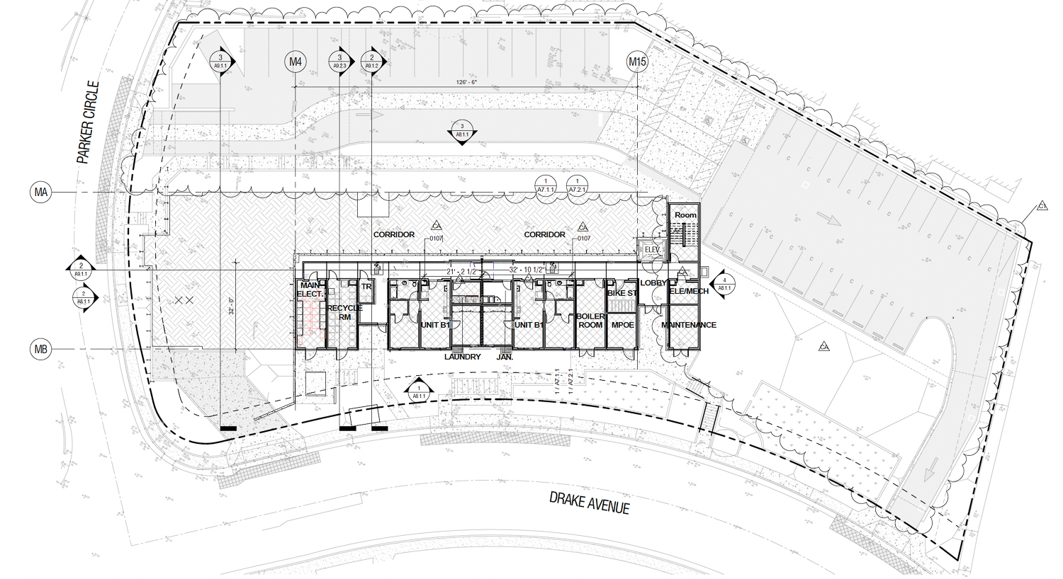 825 Drake Avenue site map, elevation by AO