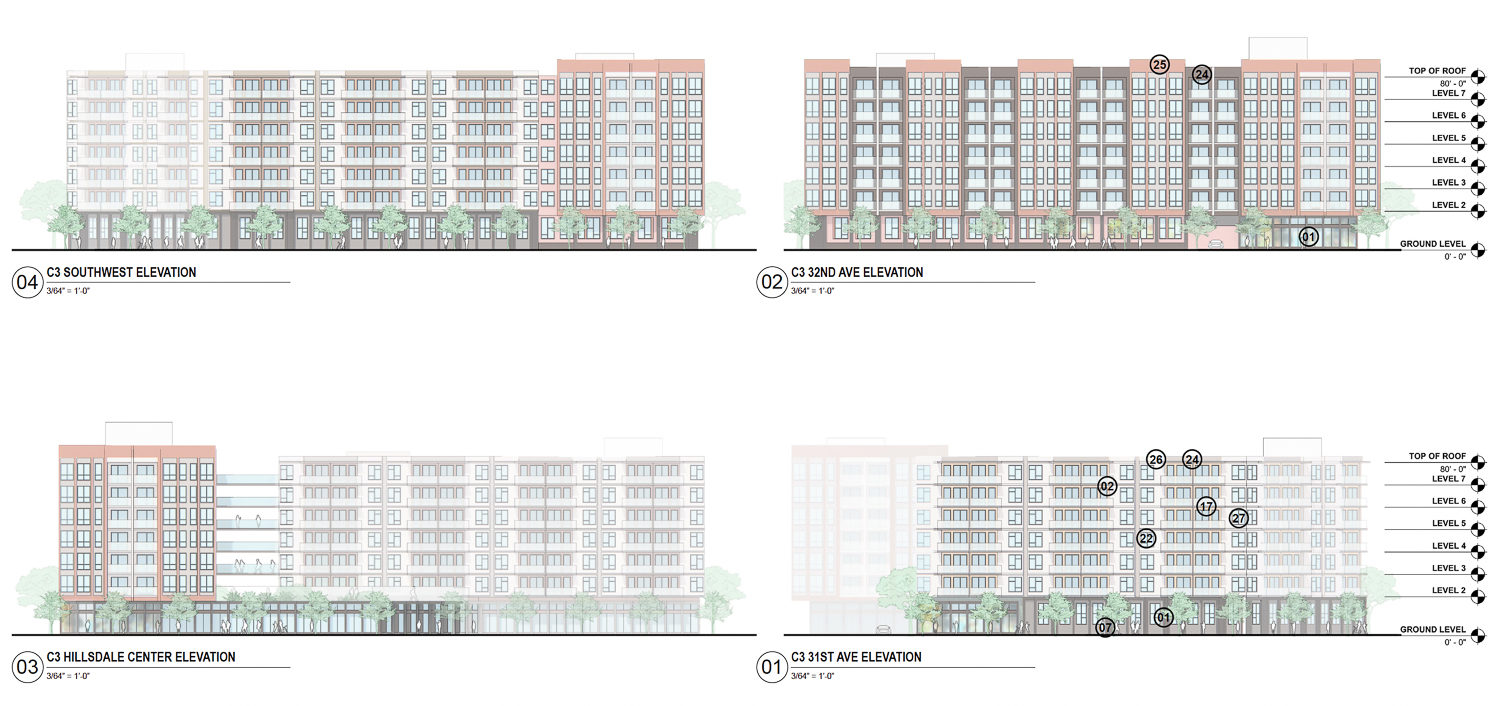 Hillsdale Mall Redevelopment block C3 housing, illustration by HOK and Gehl Studio