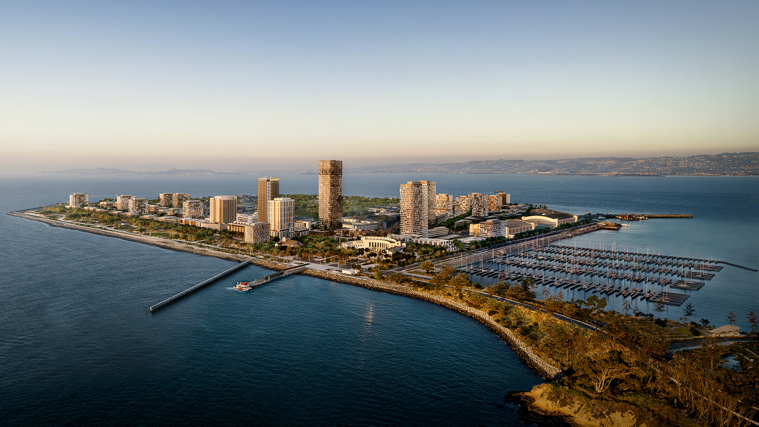 Treasure Island full build-out conceptual aerial view, rendering by Hayes Davis