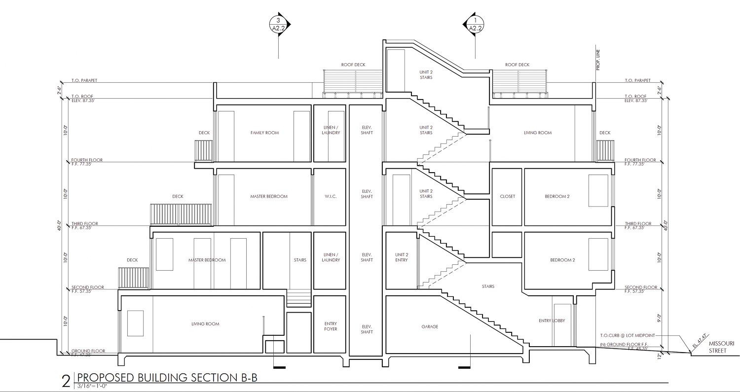 146 Missouri Street cross-section, illustration by i-Design Architecture