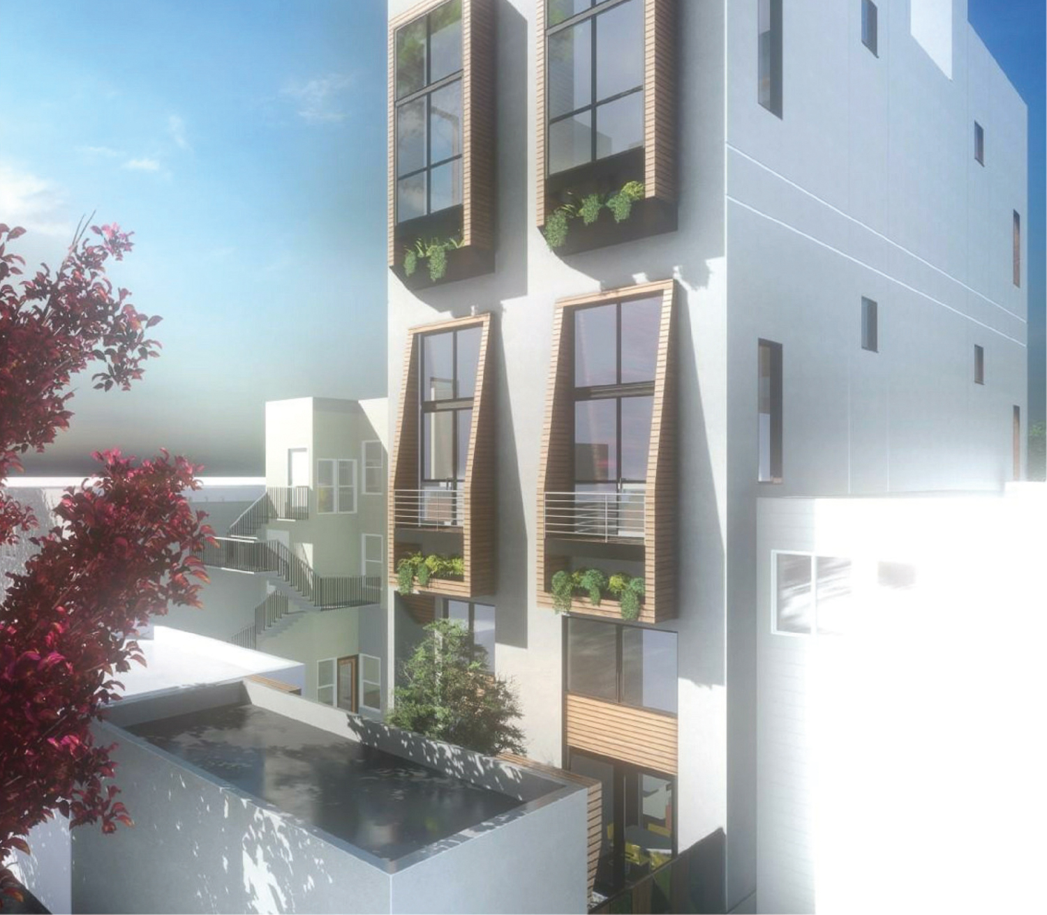 5172 Mission Street rear-yard view, rendering by Thousand Architects