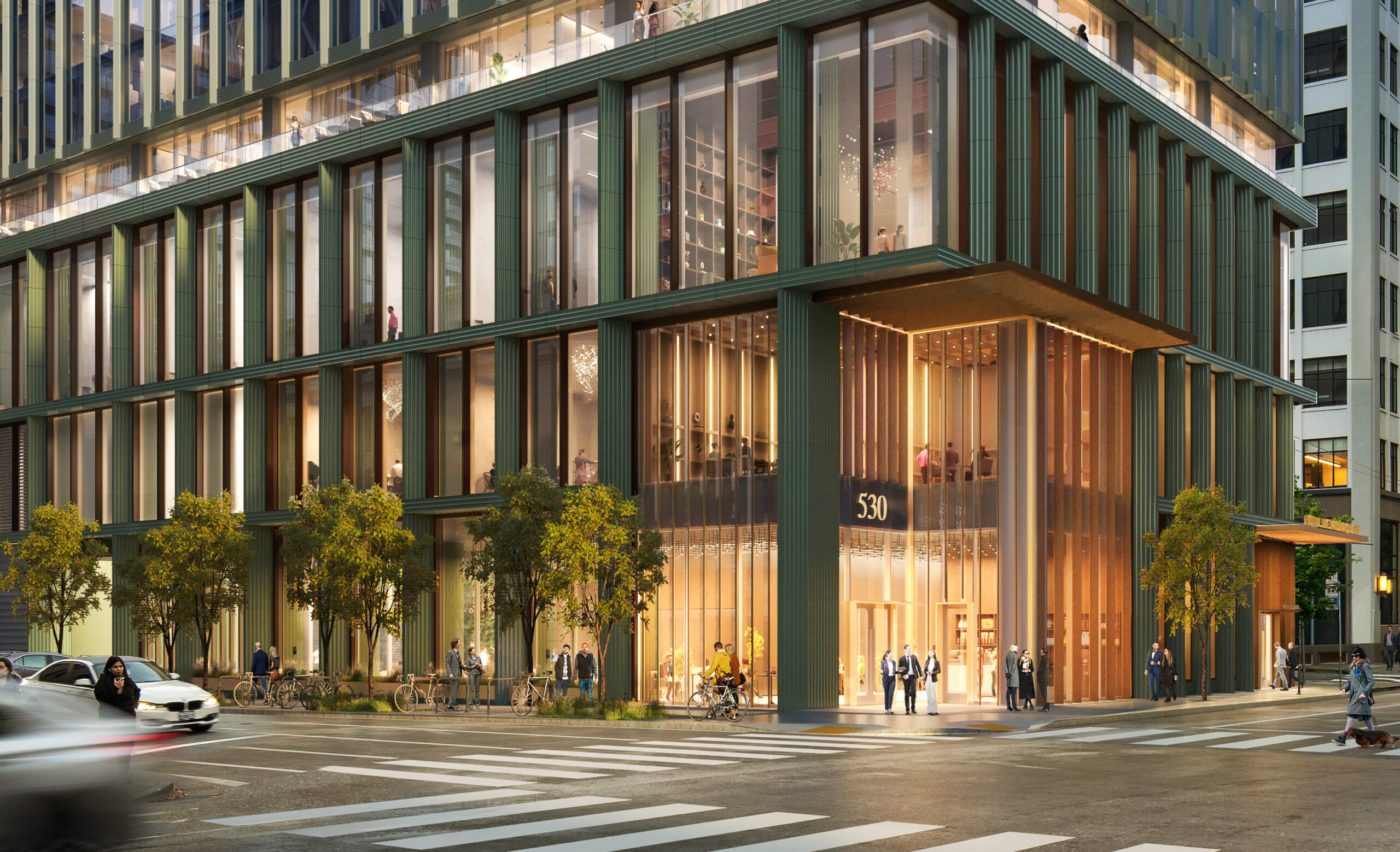 530 Sansome Street office entrance, rendering by SOM