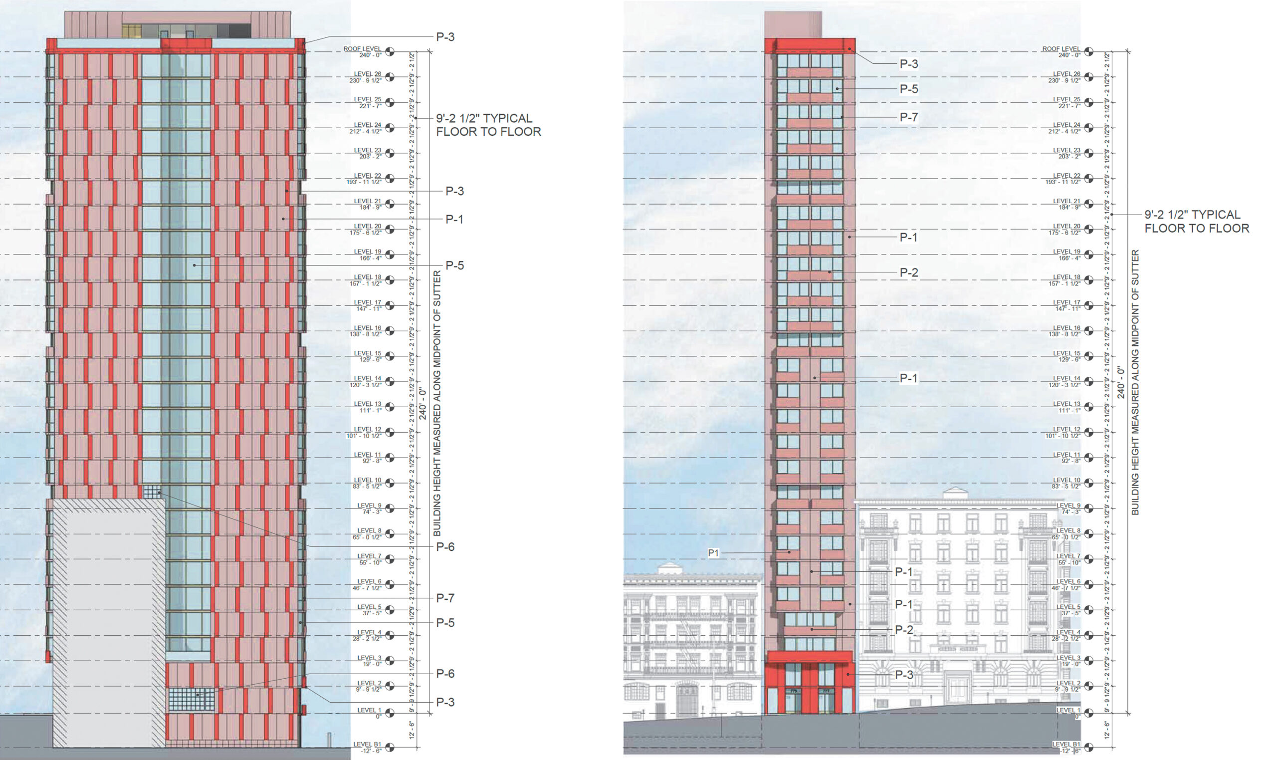 777 Sutter Street facade elevation, illustration by Forma