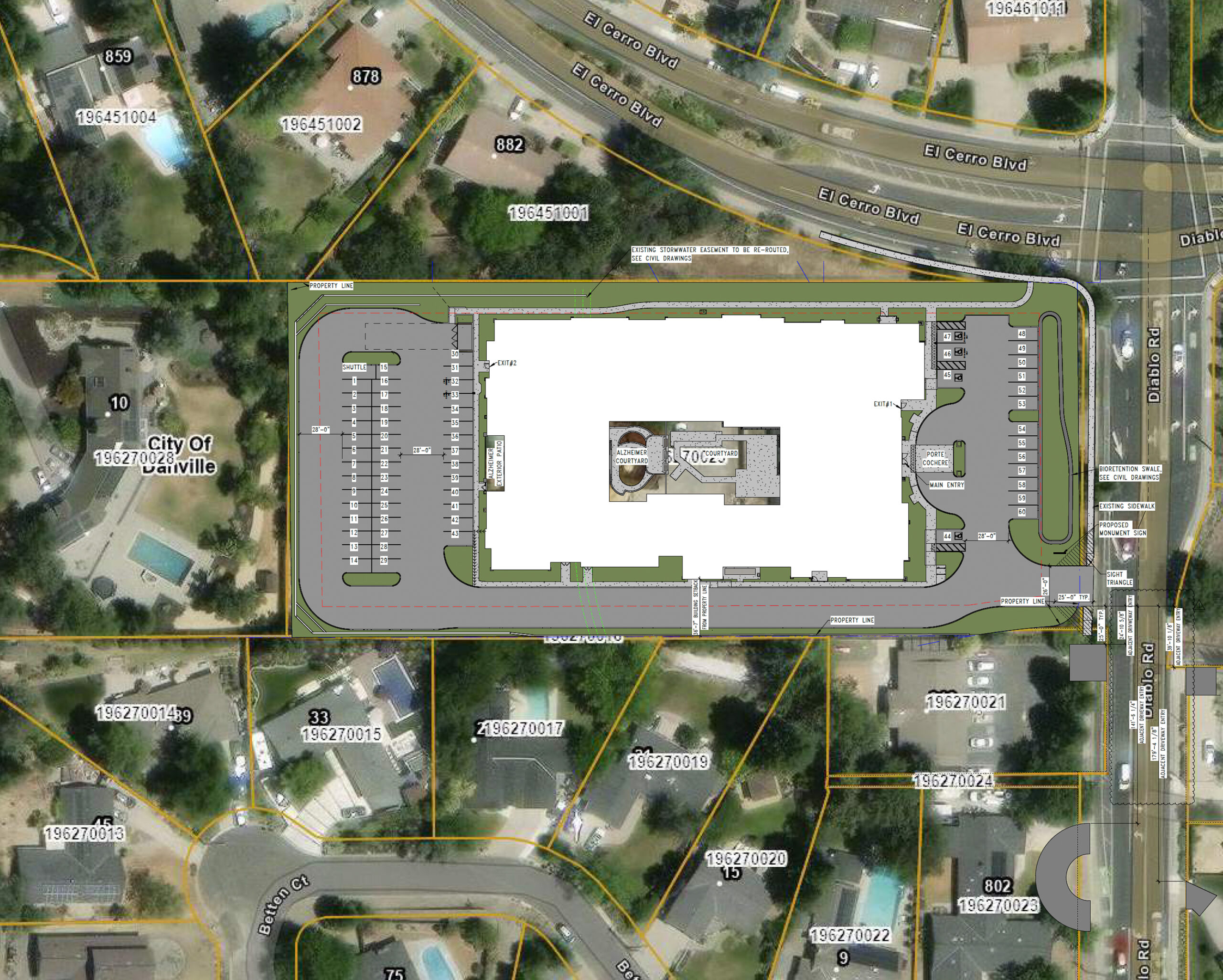 828 Diablo Road site map, illustration by B.Hills Architecture