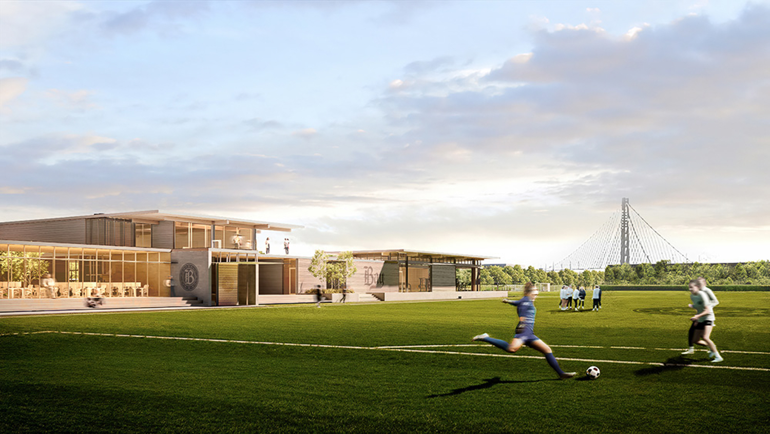 Bay FC’s Treasure Island Training Facility soccer field, rendering by Olson Kundig