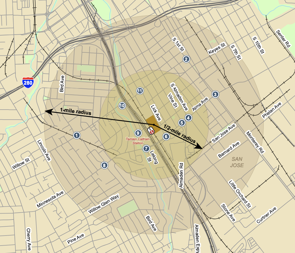 1197 Lick Avenue Project Location and Transportation Access, image via San Jose Planning