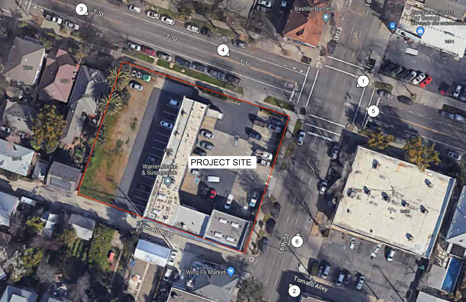 2000 16th Street existing site outlined, illustration by Kuchman Architects