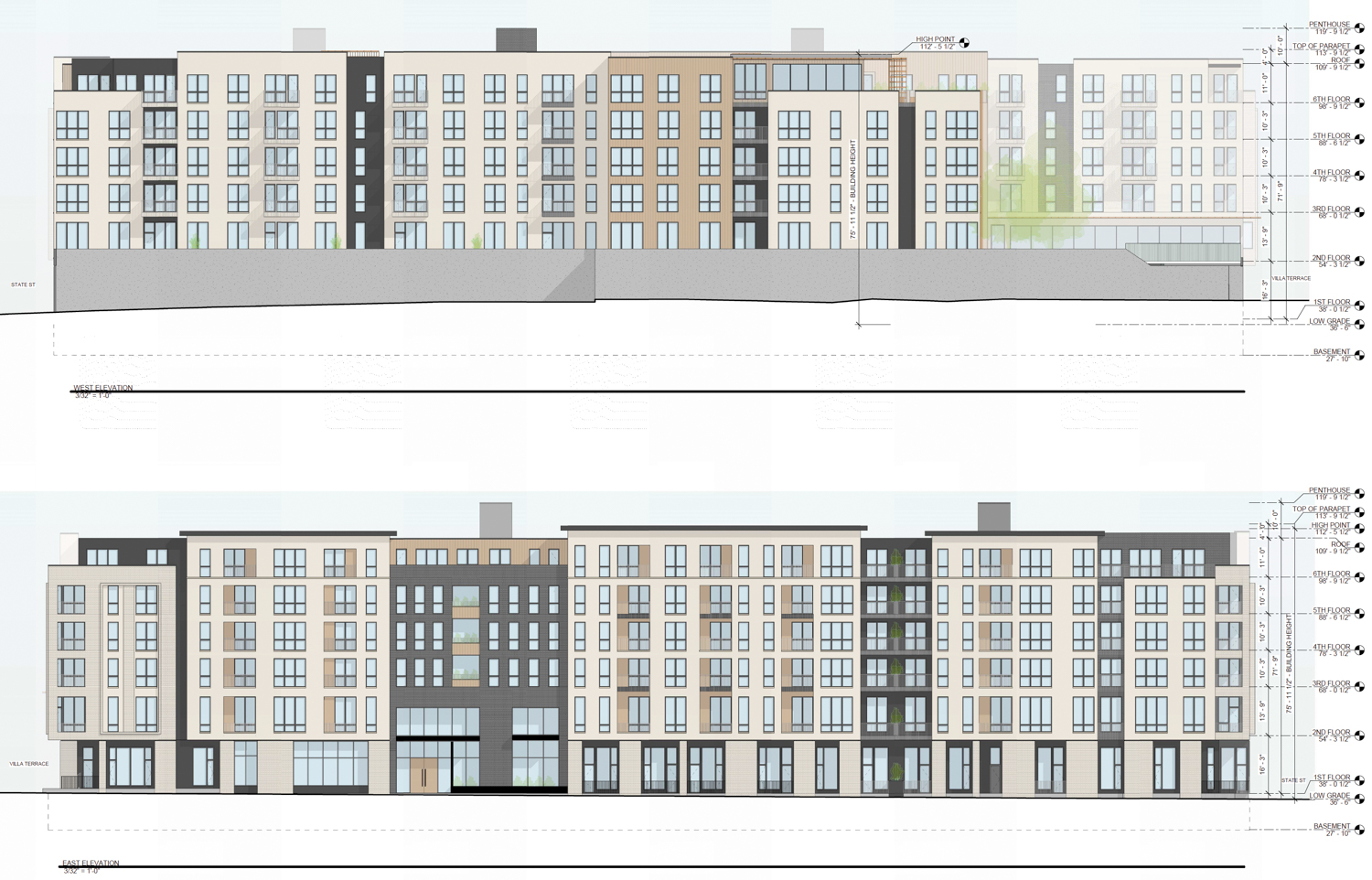 715 North San Mateo Drive elevations, illustration by Winder Gibson Architects