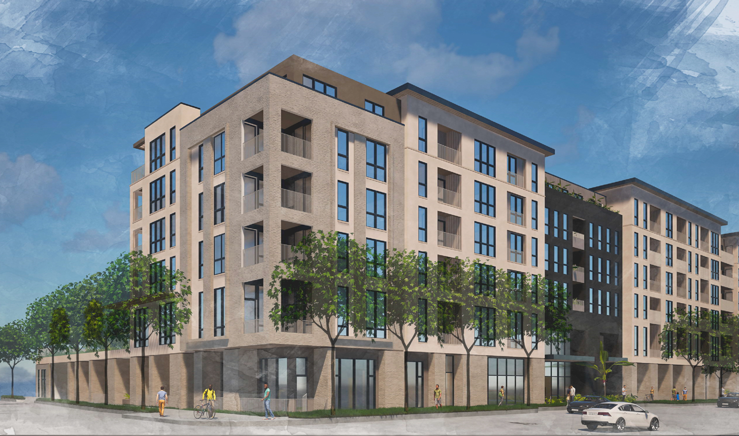 715 North San Mateo Drive pedestrian view, rendering by Winder Gibson Architects