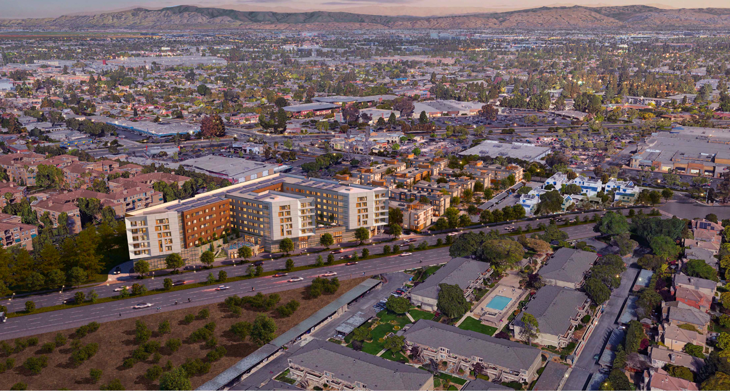 777 Sunnyvale Saratoga Road aerial view, rendering by Studio T Square