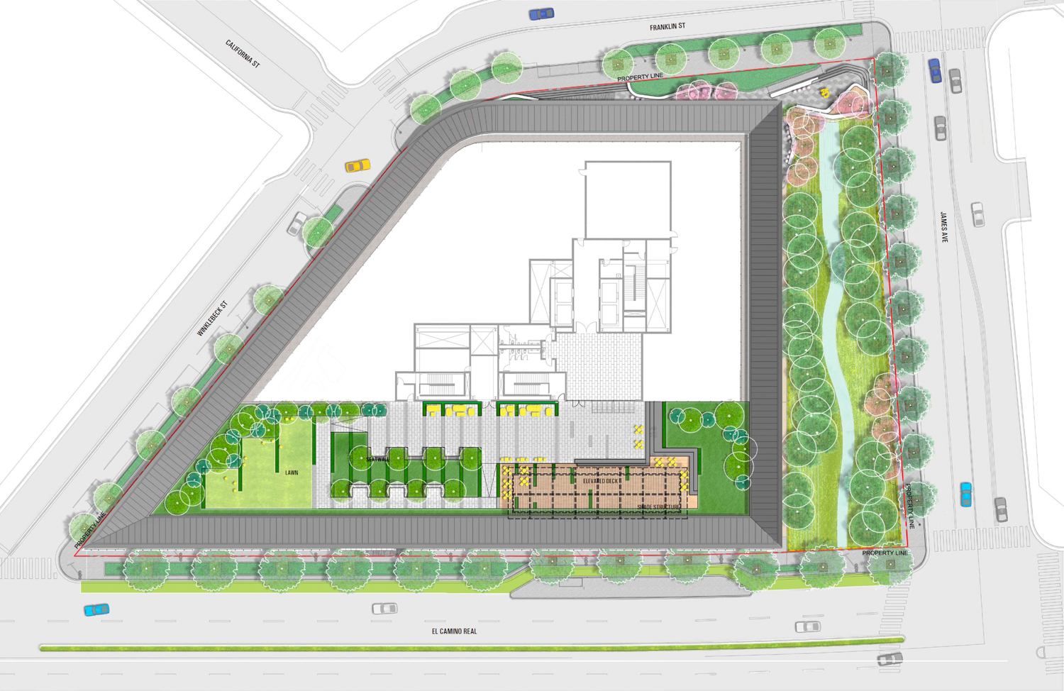 901 El Camino Real floor plan, illustration by HGA
