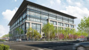 901 El Camino Real pedestrian view, rendering by HGA