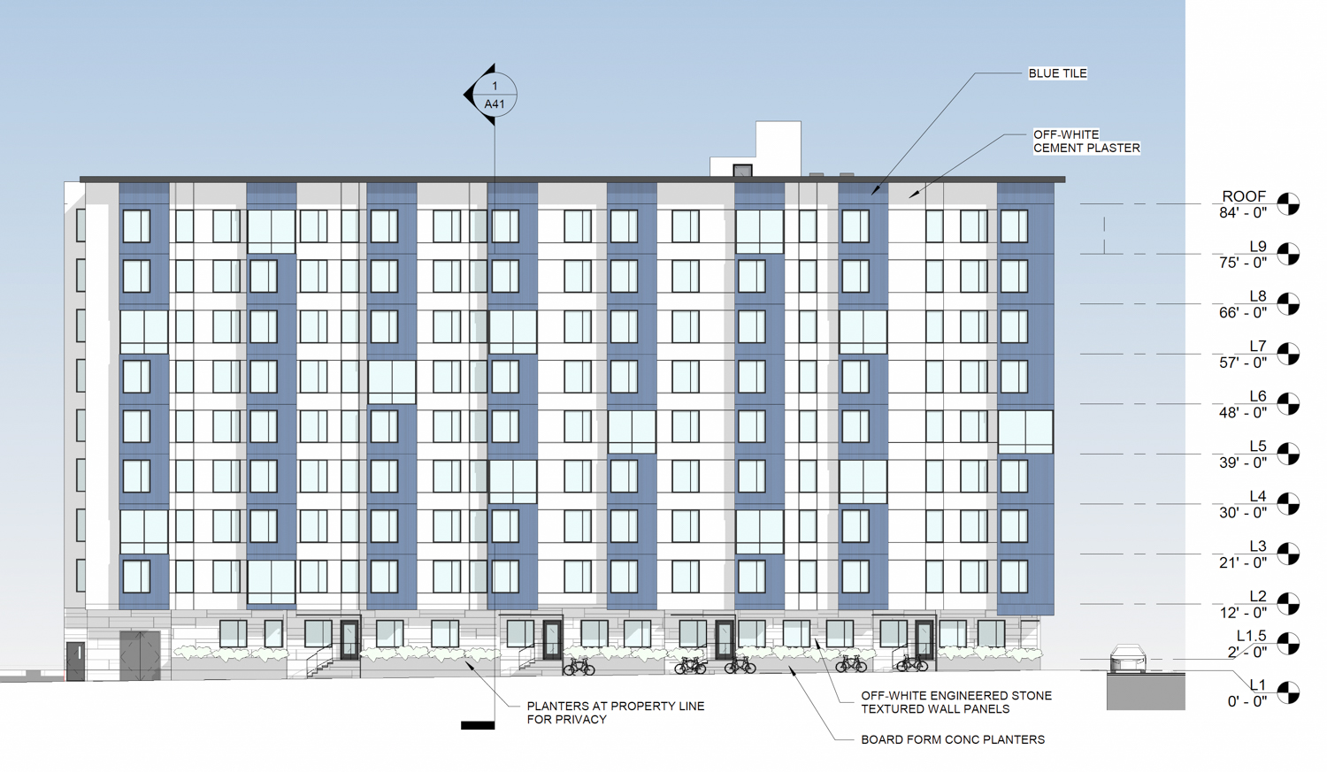 1025 Howard Street, elevation by Stanton Architecture