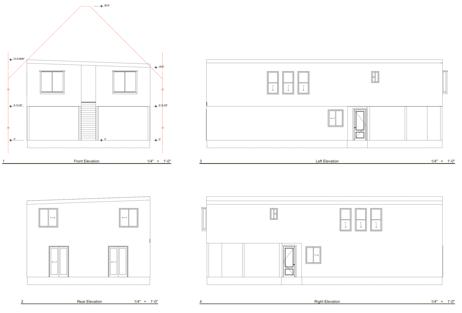 2519 Victorian Alley elevations, illustration by Skyline Build and Design Inc