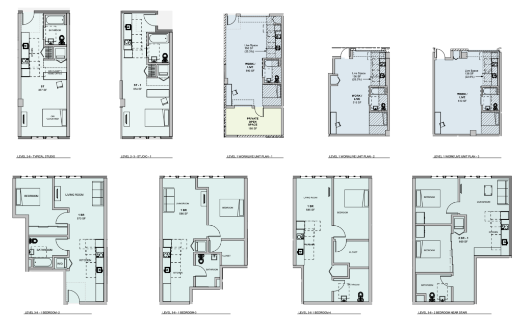 419 4th Street Unit Floorplans, image by Lowney Arch