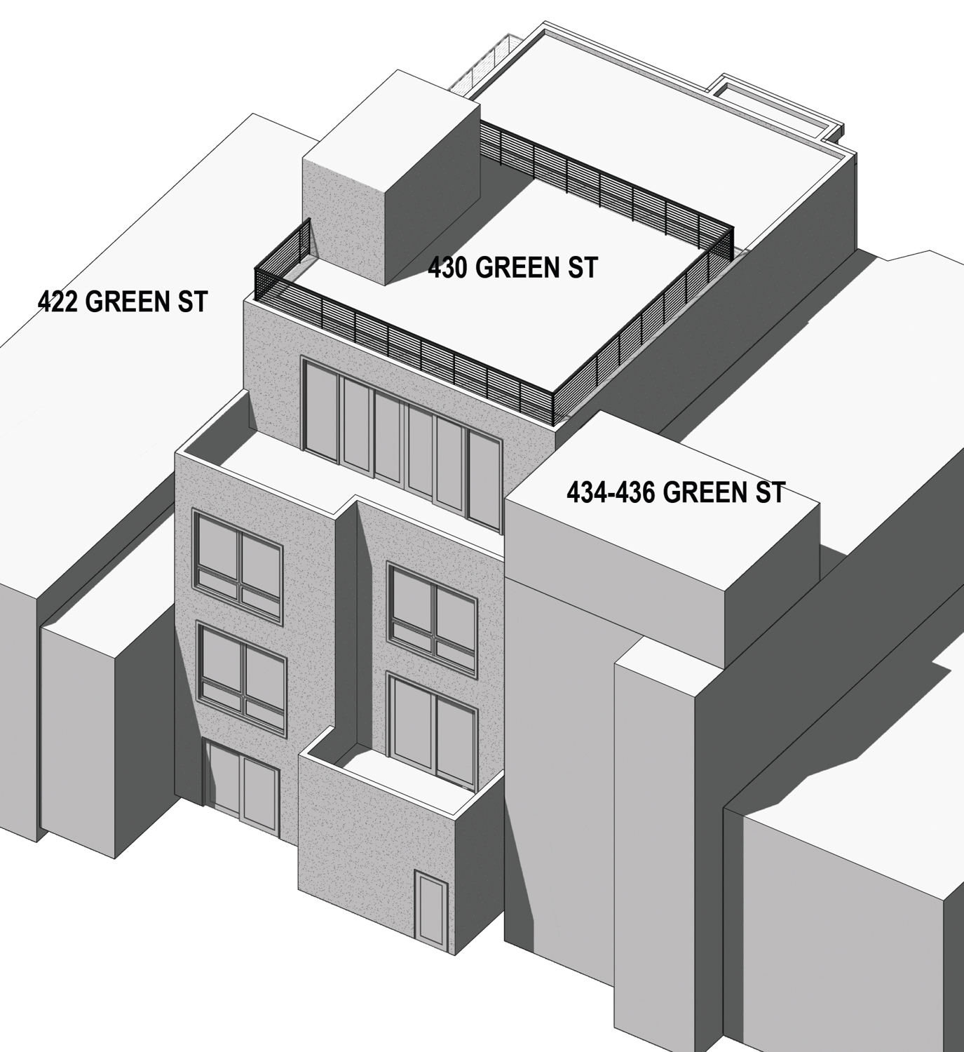 430 Green Street rear view, illustration by RDK Consulting