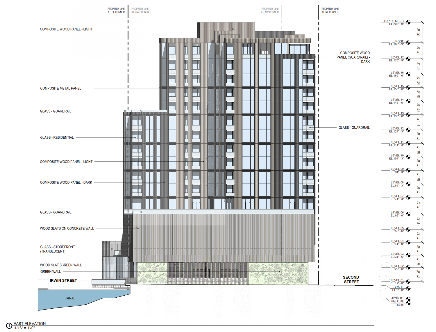 700 Irwin Street, elevation by SCB