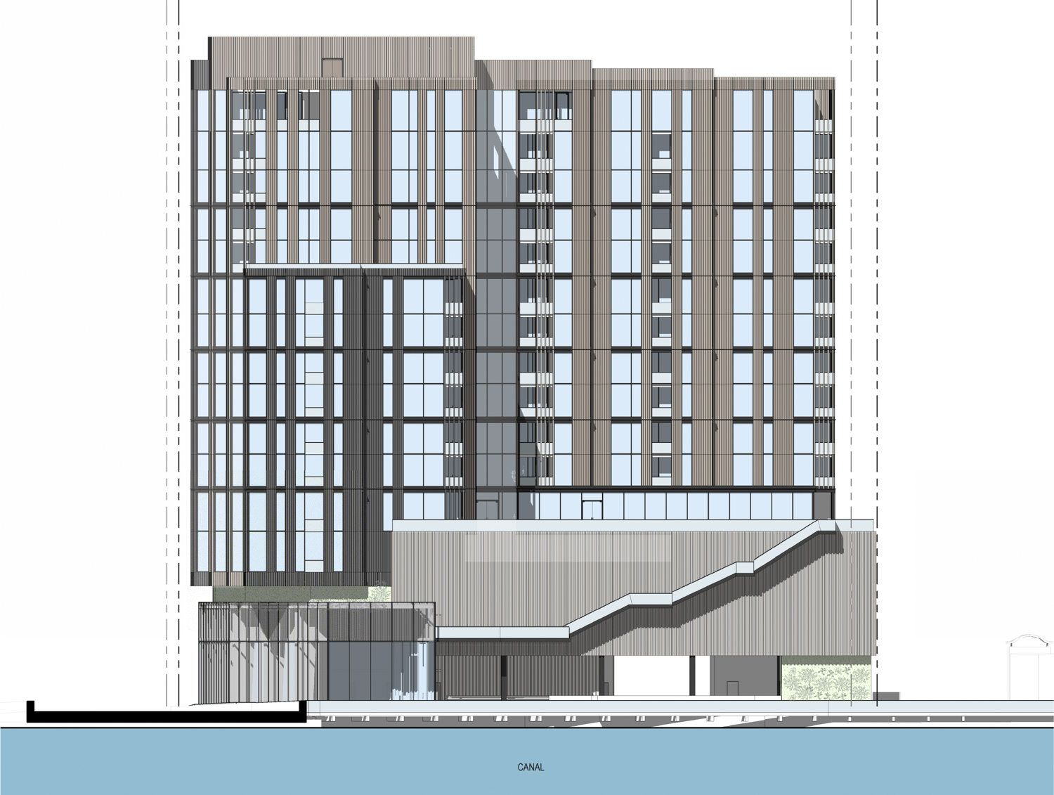700 Irwin Street south view facing the canal, elevation by SCB