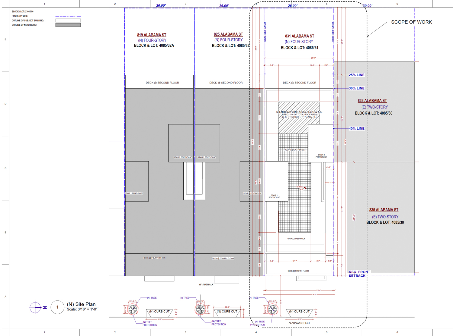 819-831 Alabama Street site map, illustration by S&P Structural Engineers
