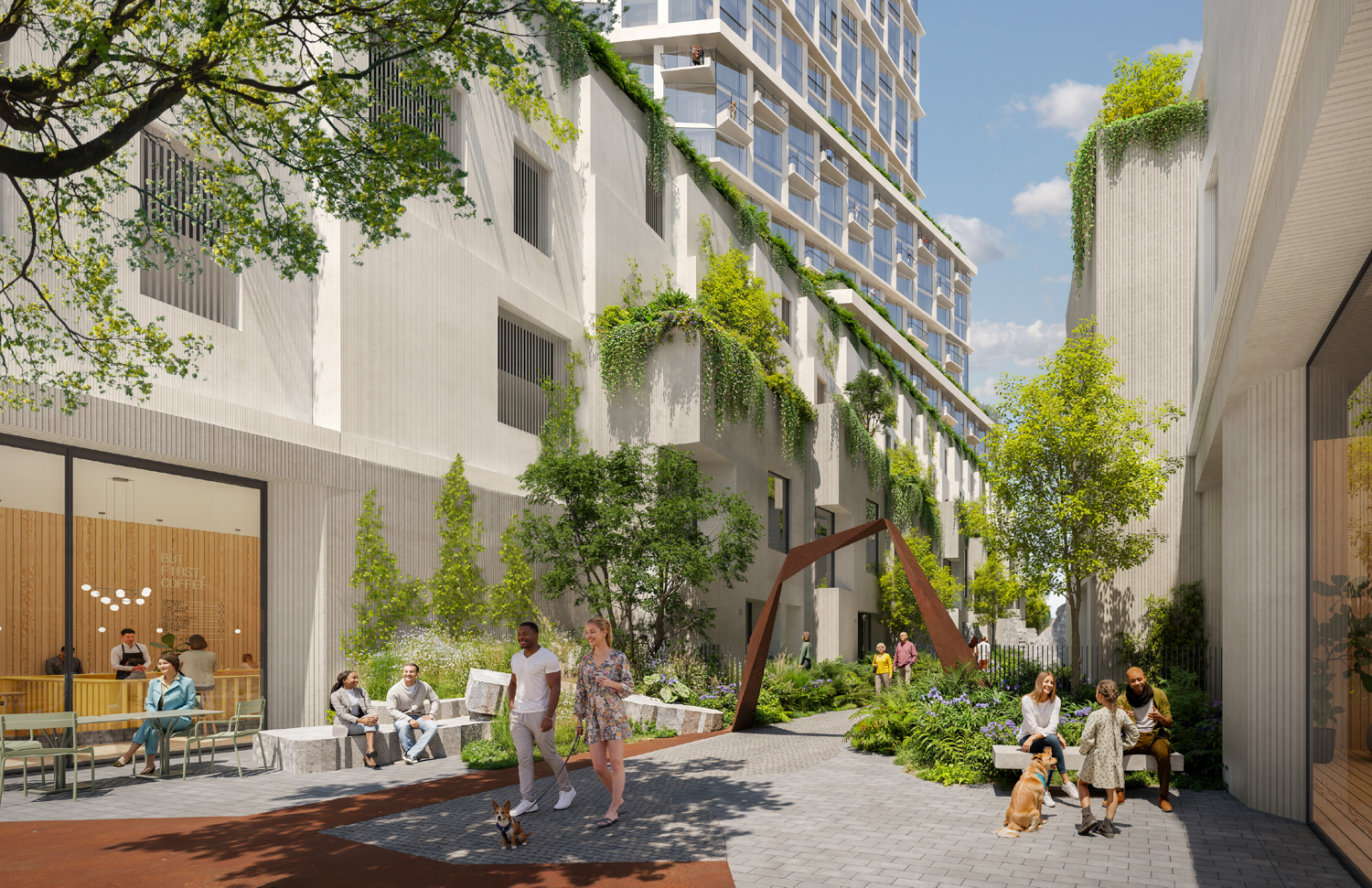 88 Bluxome Street private mews, rendering by Henning Larsen and SCB