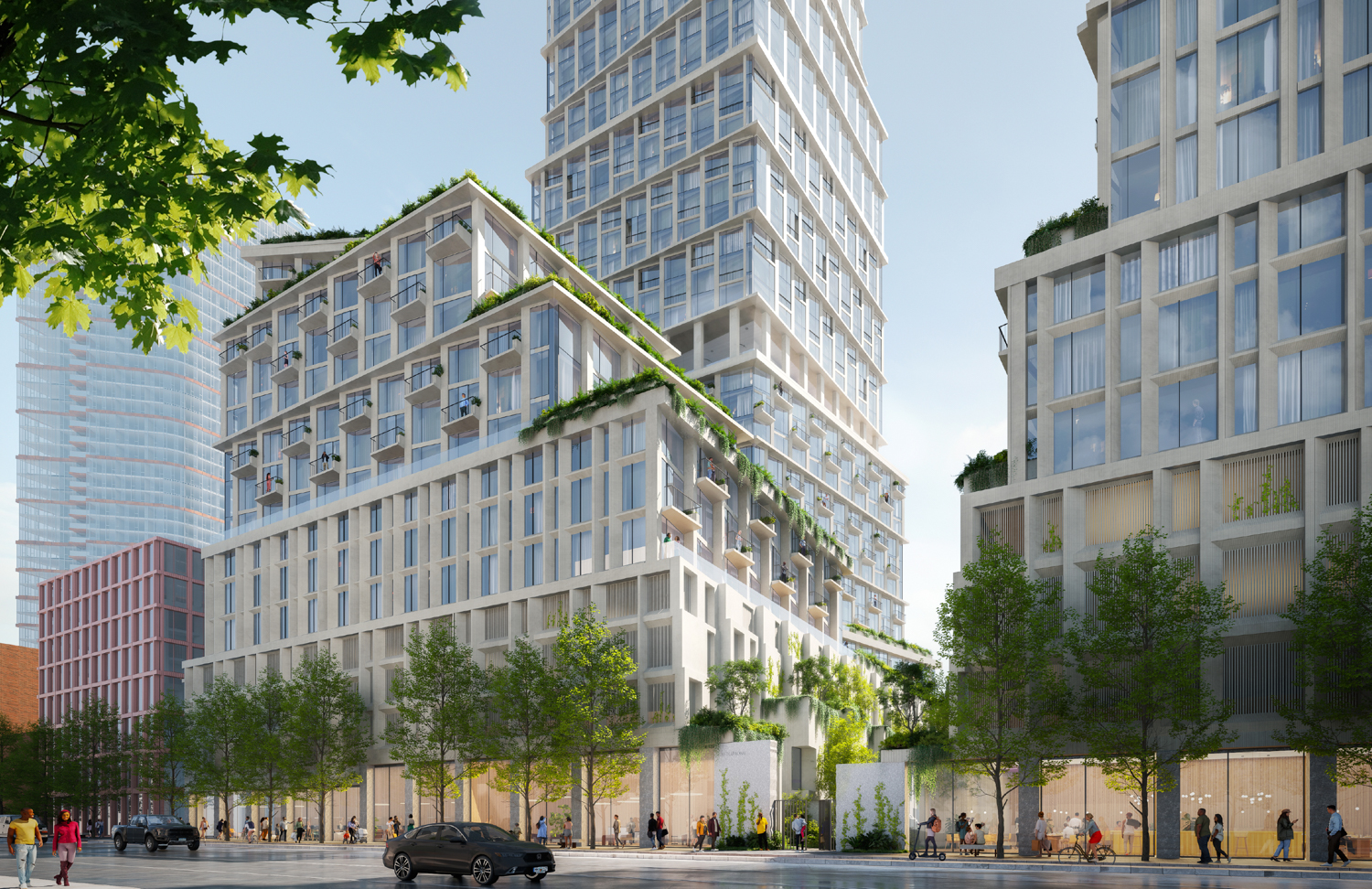 88 Bluxome Street seen from along Brannan Street, rendering by Henning Larsen and SCB