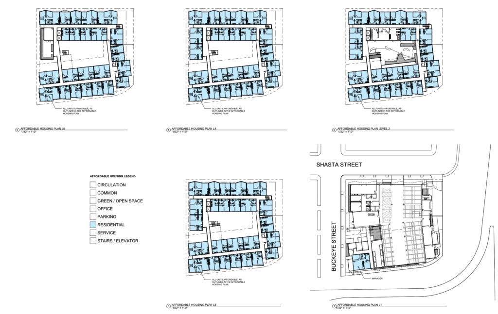 920 Shasta Street Building Floor Plans, image by David Baker Architects