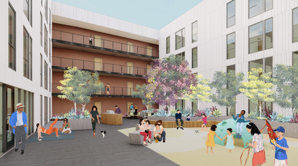 920 Shasta Street Courtyard Rendering, image by David Baker Architects