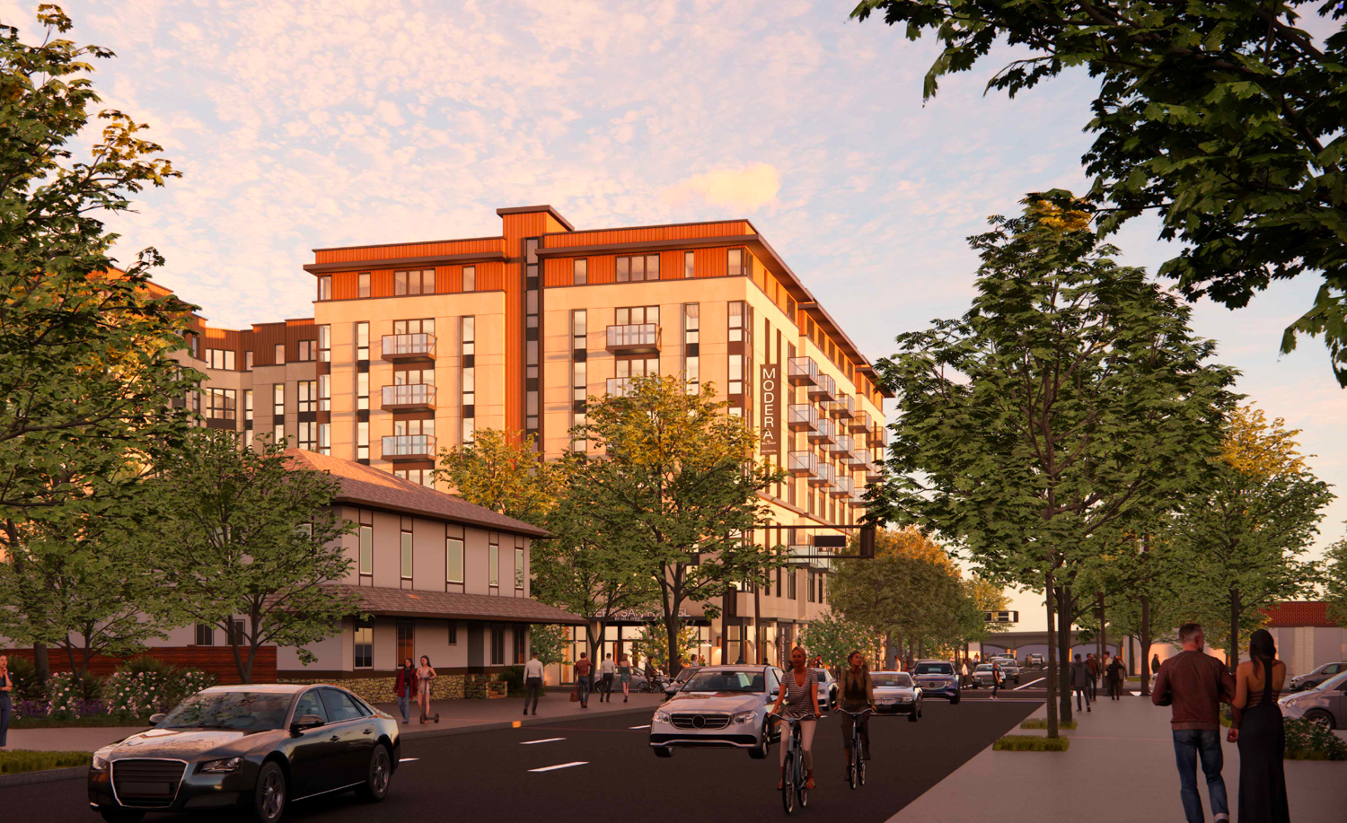 930 Irwin Street pedestrian view, rendering by SDTArch