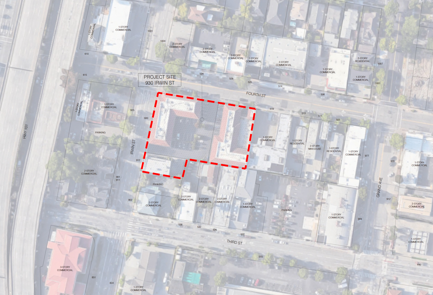 930 Irwin Street site map, illustration via SDTArch