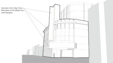 Alexandria Theater proposed front view, illustration by G7A