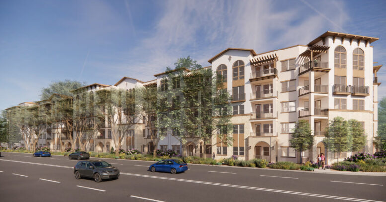 Greens at Pruneridge corner view, rendering by LPAS