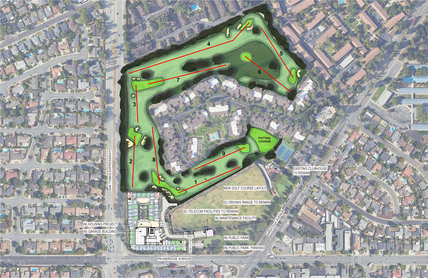 Greens at Pruneridge site map, illustration by LPAS