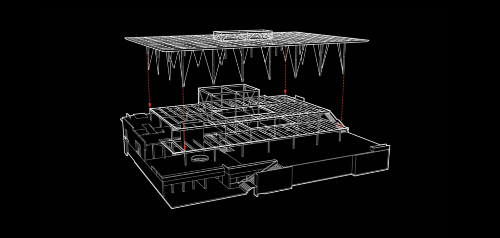 Grimes Engineering Center Shape Memory Alloy Structure, image by SOM