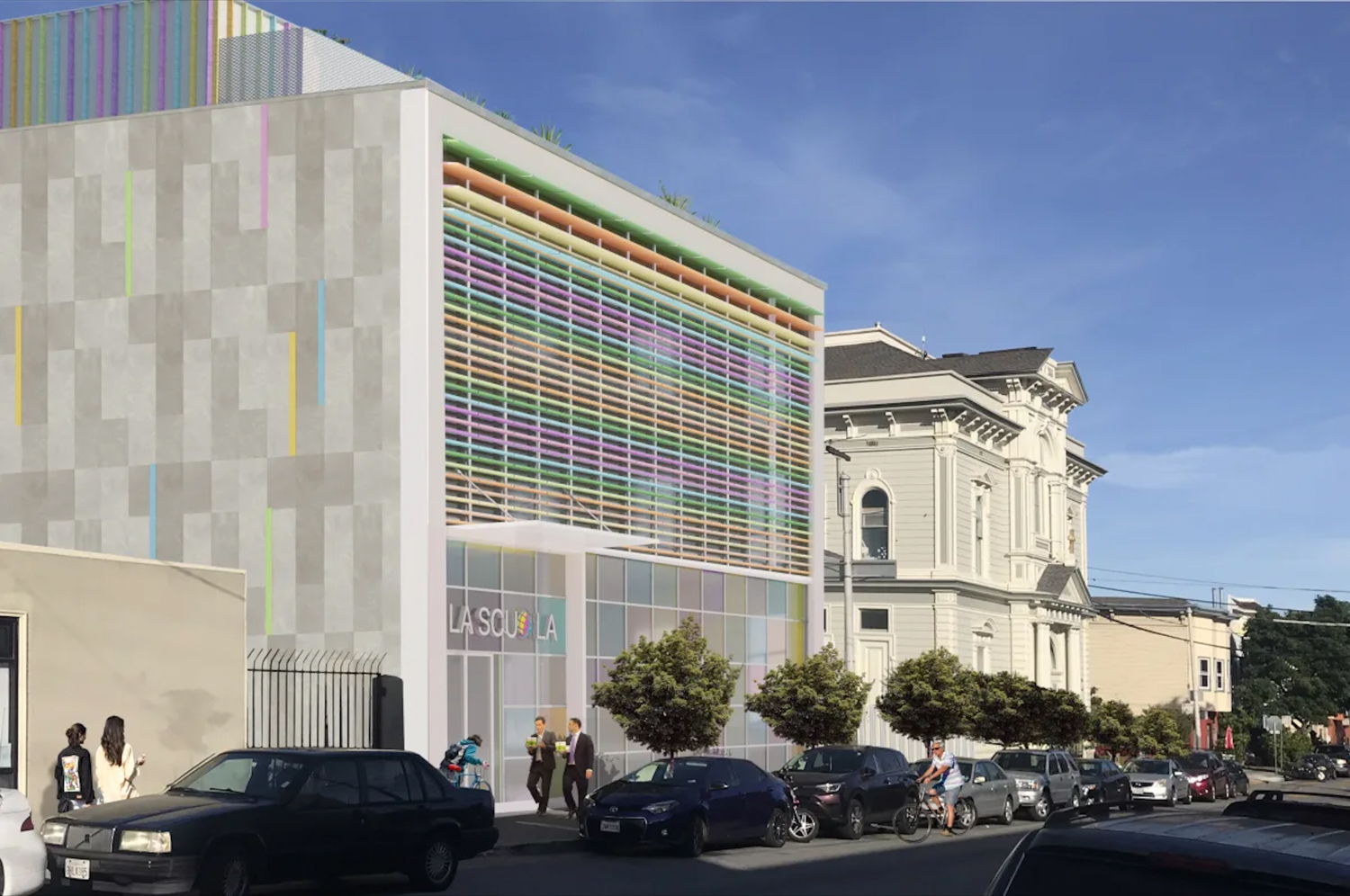 La Scuola International School front view, rendering by Jensen Architects