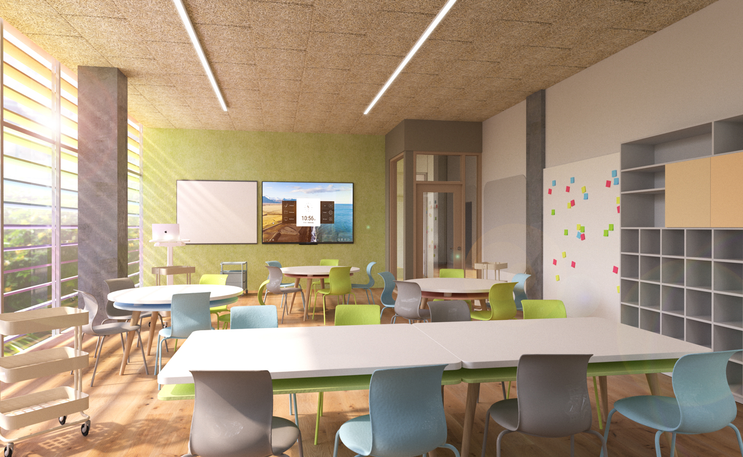 La Scuola International School interior class-room, rendering by Jensen Architects