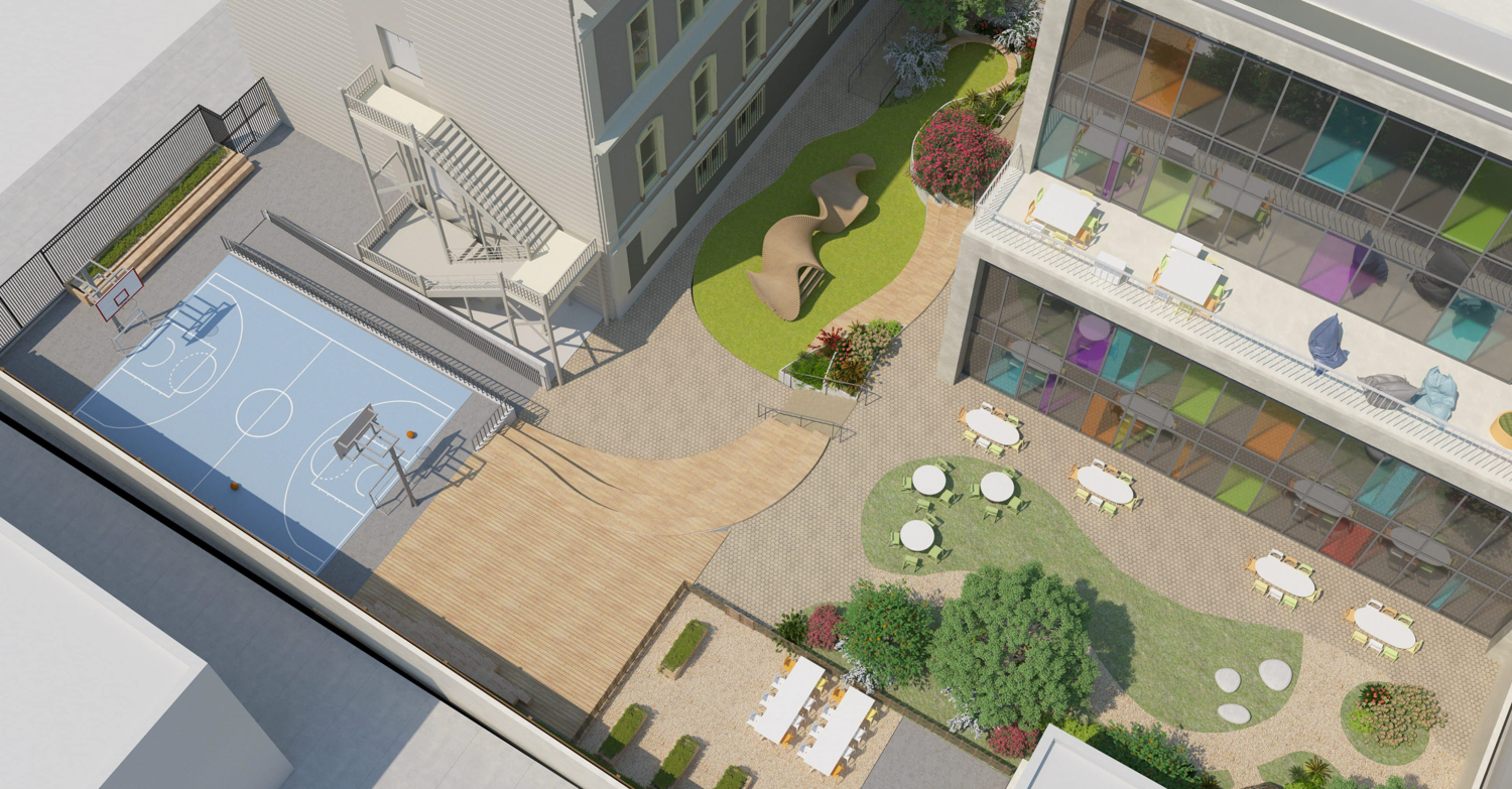 La Scuola International School landscaped playground, rendering by Jensen Architects