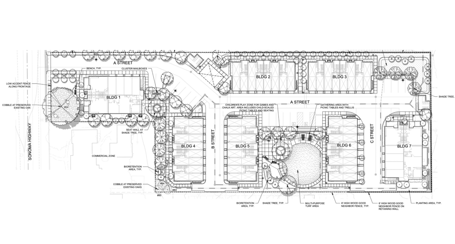 Montaldo Apartments, site plan drafted by CBG