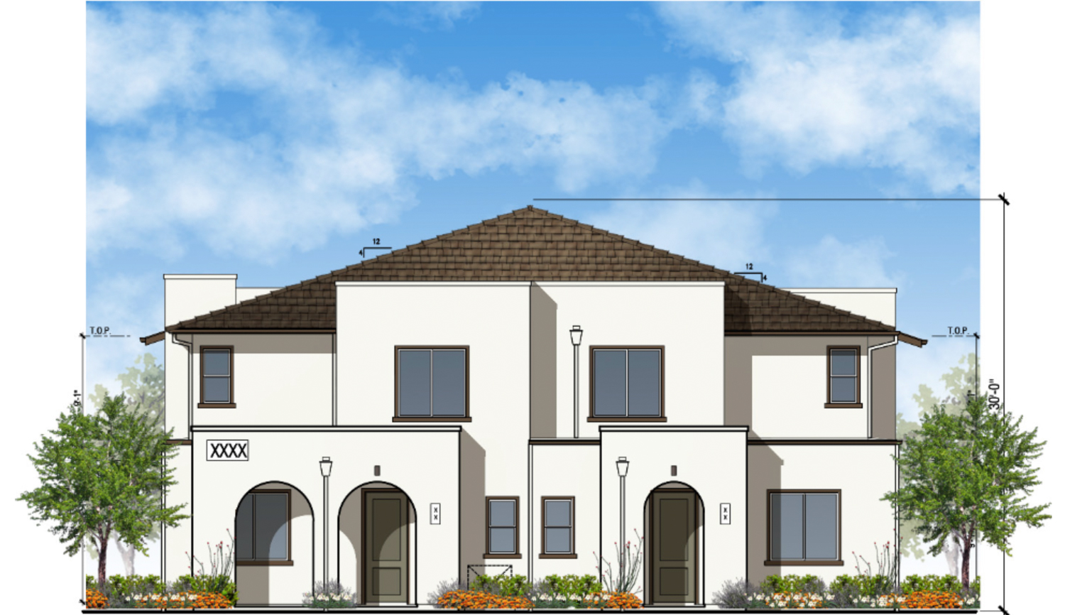Montaldo Apartments two-story homes, rendering by WHA