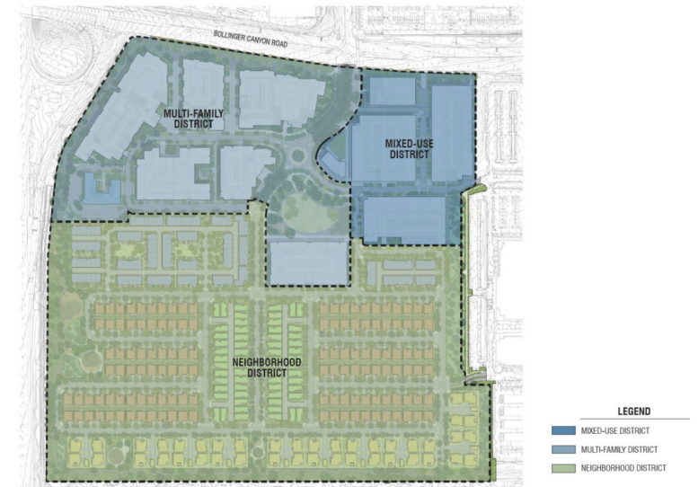 The Orchards Site Plan with District Boundaries, image via City of San Ramon