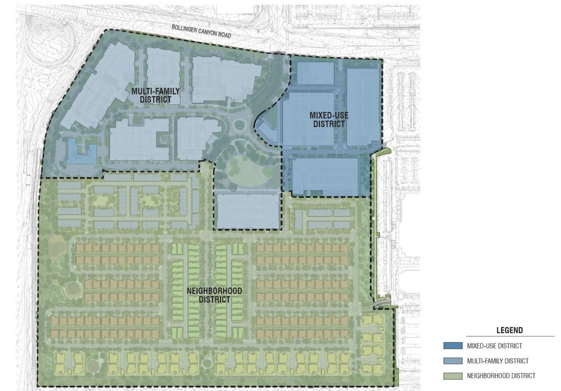 The Orchards Site Plan with District Boundaries, image via City of San Ramon