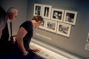 Transamerica Pyramid owner Michael Shvo with John Krizek in the Transamerica Time Capsule exhibit, image by author