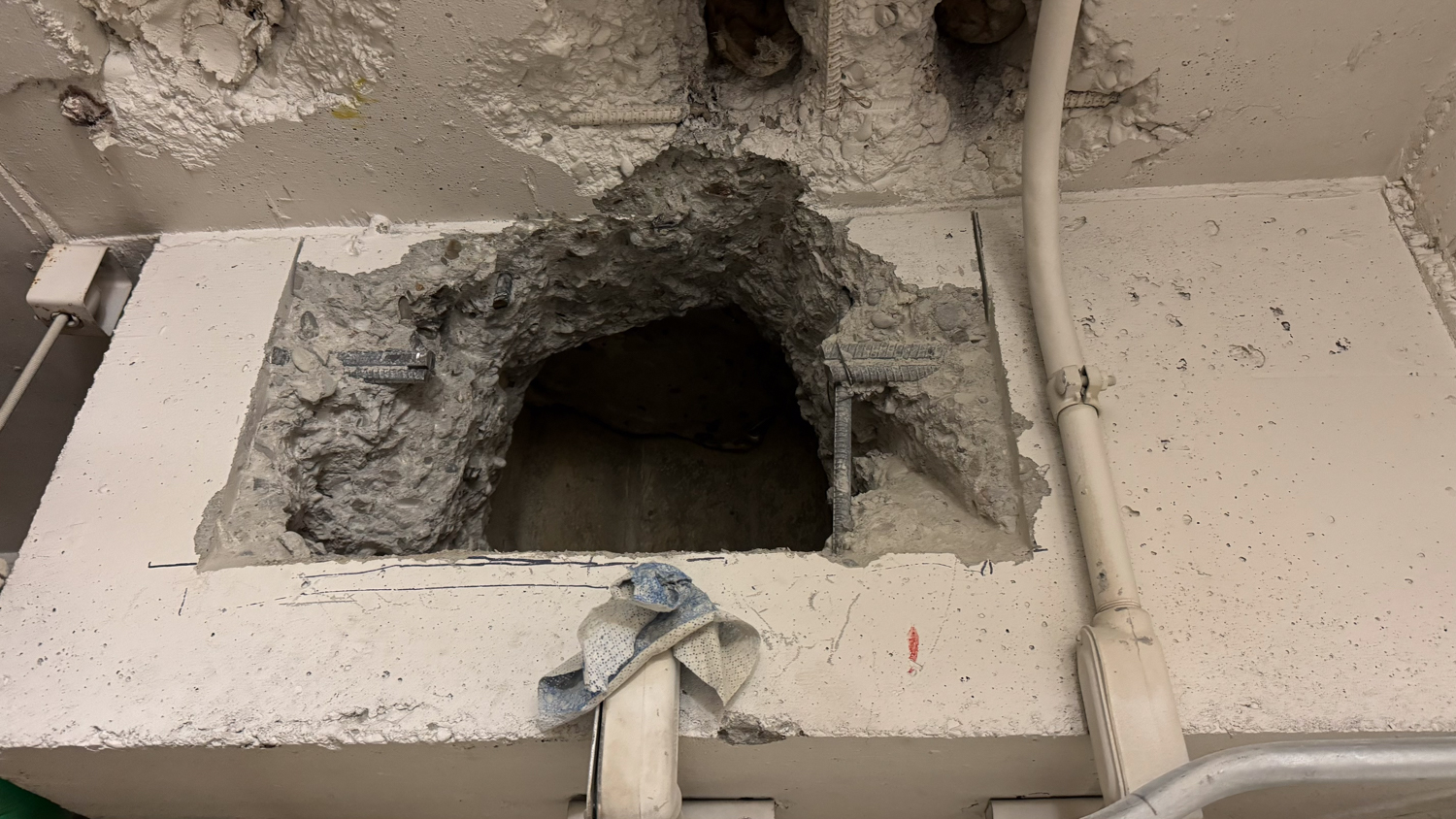 Transamerica Pyramid time capsule location after being uncovered, image courtesy SHVO