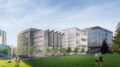 UC Berkeley Innovation Zone North Building next to the South Building from Crescent Lawn, rendering by DGA and Weiss Manfredi