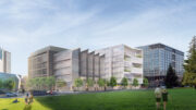 UC Berkeley Innovation Zone North Building next to the South Building from Crescent Lawn, rendering by DGA and Weiss Manfredi