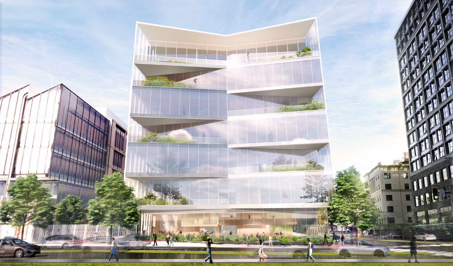 UC Berkeley Innovation Zone North Building view from Oxford Street, rendering by DGA and Weiss/Manfredi
